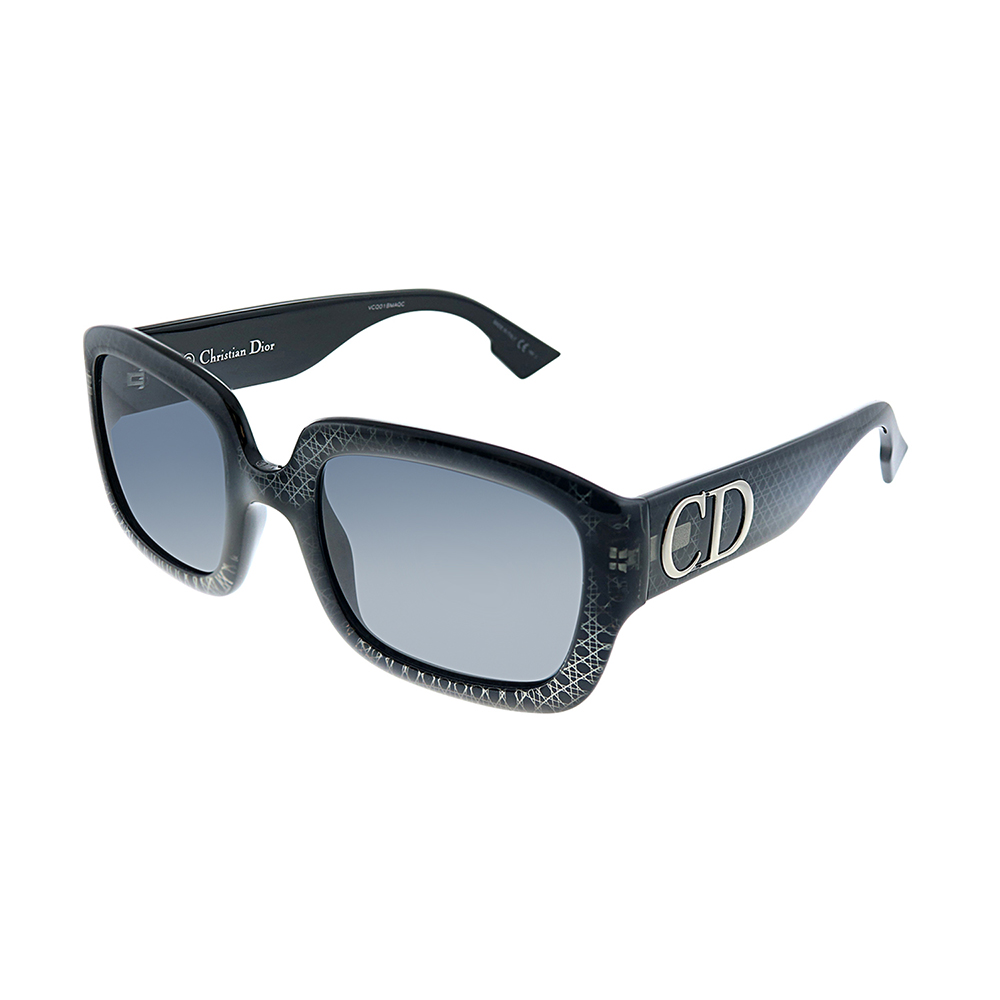 New Christian Dior DDiorF PRN Black Plastic Square Sunglasses Grey Lens ...